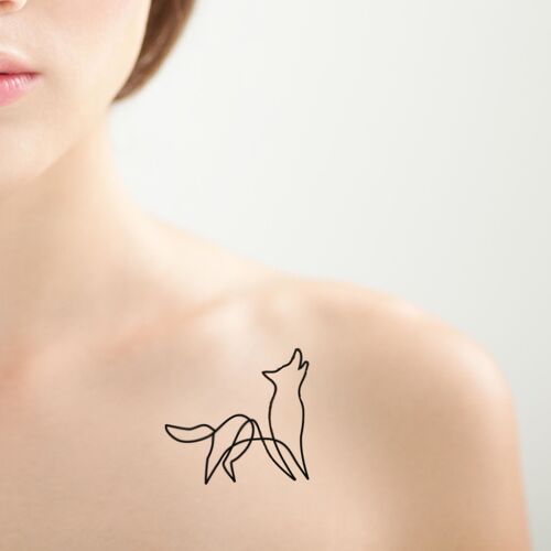 tatouage temporaire de loup minimaliste (lot de 2)