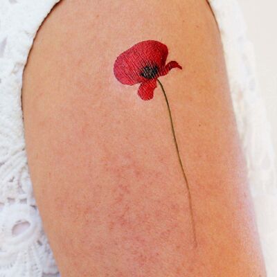 Temporary poppy tattoo in color (set of 2)