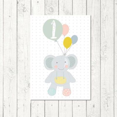 Birthday postcard for children "First Birthday"