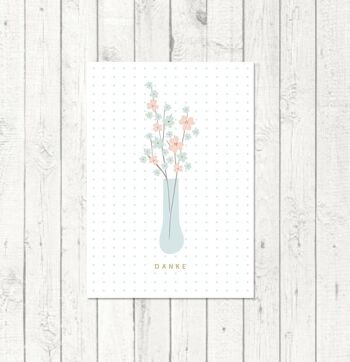 Carte postale "Merci vase à fleurs" 1