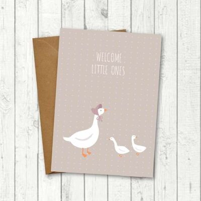 Congratulations card for the birth of twins "Baby Goose Twins"