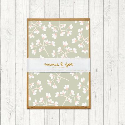 Carte de voeux vierge « fleurs vertes »