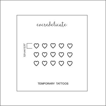 Tatouage temporaire de petits coeurs en noir (lot de 15) 2