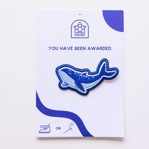recycled Iron on  patch - Blue whale