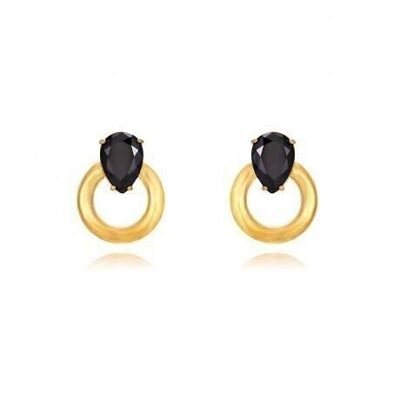 Yanai Black & Gold Earrings- Mint Flower