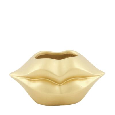 Vaso con labbro in ceramica 18x10x9cm Oro