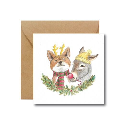 Fox and Donkey - christmas card