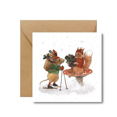 Cosecha forestal - tarjeta de Navidad