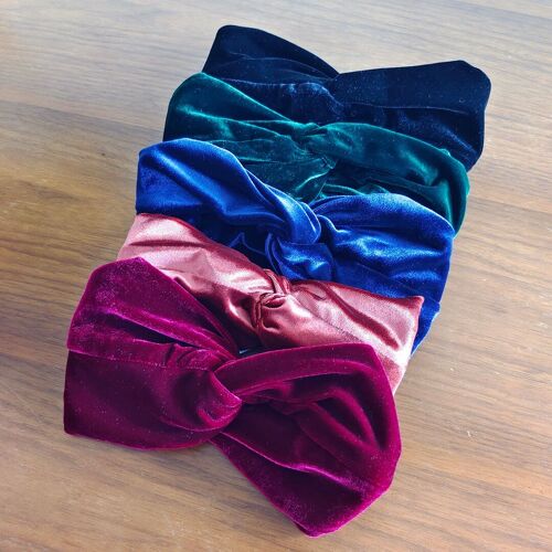 PACK 5 HEADBANDS VELOURS / Spécial Fêtes : Noir, vert, marine, Terracotta, Bordeaux