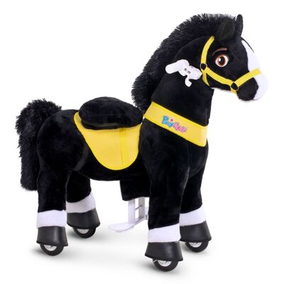 PonyCycle Official Authentic Horse Kids Ride on Toys Kids Scooters (with Brake) PonyCycle Ride on Black Plush Toy Stuffed Animal Toy Model E -best present/gift