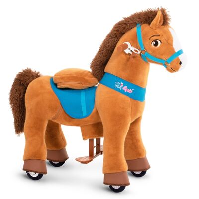 PonyCycle Official Authentic Horse Kids Ride on Toys Kids Scooters (with Brake) PonyCycle Ride on Brown Plush Toy Stuffed Animal Toy Model E -best present/gift