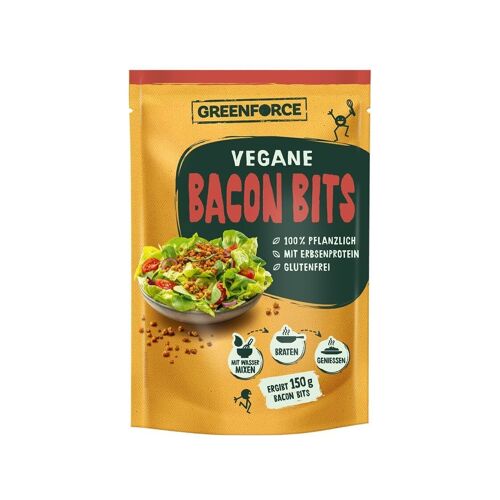 Vegane Bacon Bits | Fleischersatz von GREENFORCE 75g | pflanzliches Bacon Pulver auf Erbsenbasis | Proteinreich & Vegan aus Erbsen