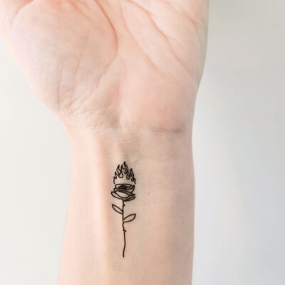 temporary rose tattoo on fire (set of 2 tattoos)
