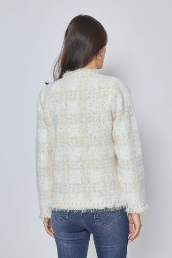 Cardigan blanc avec finitions dorées-FM-545 3