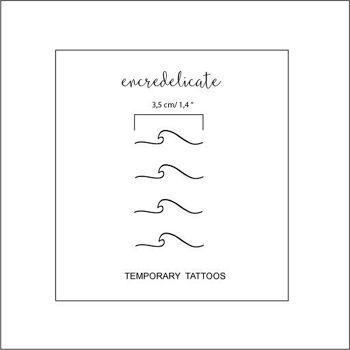 Tatouage temporaire d'une vague minimaliste (lot de 4) 3