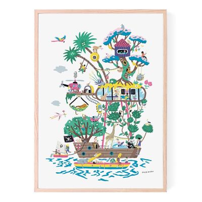 Illustrated poster Basile's cabin by Antoine Corbineau