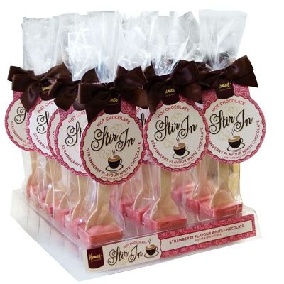 White Hot Chocolate Stirrers -Strawberry Flavouring