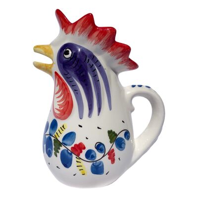 Blue rooster pitcher - Hand painted - Italian ceramic