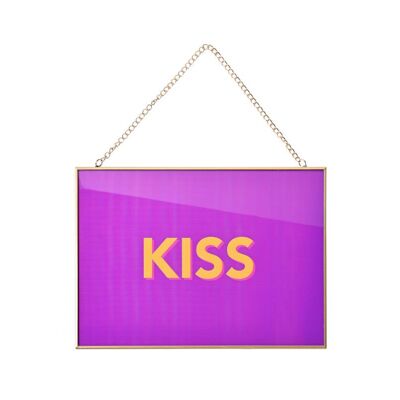 Glasbild, S( 30x21cm), Kiss, lila