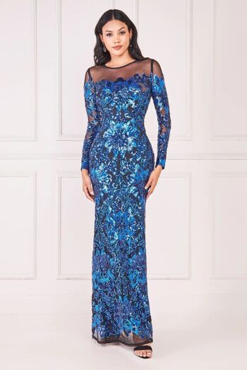 ROBE MAXI EN MAILLE À SEQUINS FLORAUX GODDIVA DR4041 7