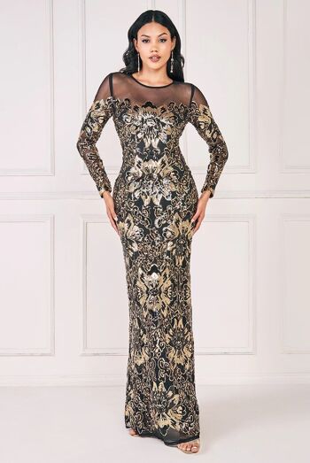 ROBE MAXI EN MAILLE À SEQUINS FLORAUX GODDIVA DR4041 22