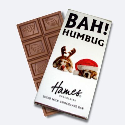 Barre de chocolat au lait pour chien Bah Humbug de Noël