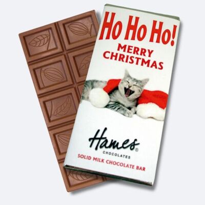 Novedad navideña Ho Ho Ho Cat Barra de chocolate con leche