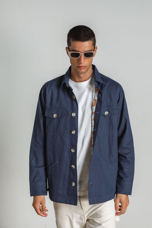 Terry Cotton Jacket in Blue