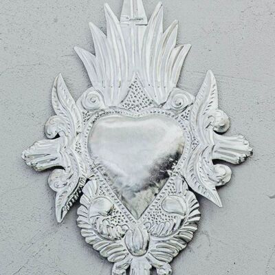 Coeur ex-voto métal modèle colonial - Métal naturel