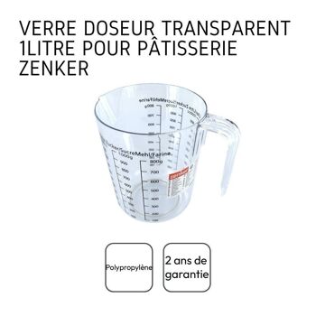 Verre doseur en plastique transparent gradué 1 litre Zenker 4