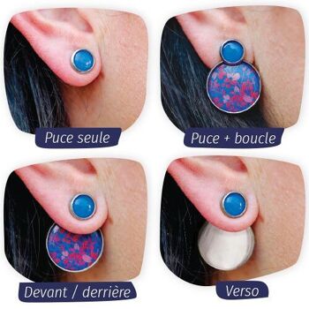 Mini Nomade Puces acier chirurgical inoxydable Argent - Flash Bleu Marine 3