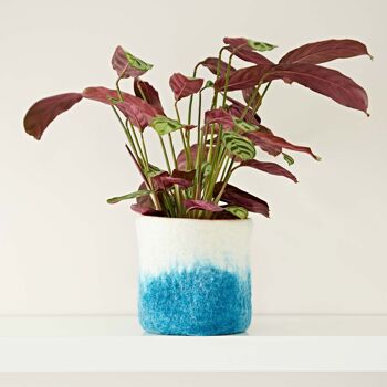 Couverture de pot de plante d’ombre turquoise en feutre faite à la main 1