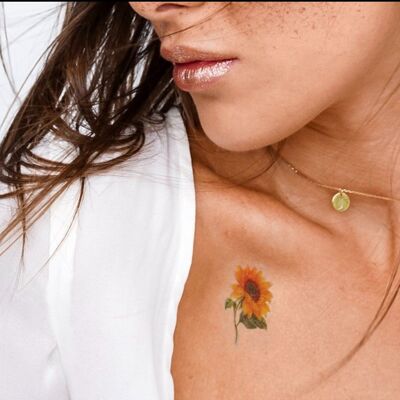 kleines temporäres Sonnenblumen-Tattoo (6er-Set)