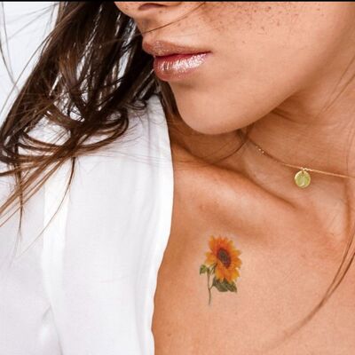 small sunflower temporary tattoo (set of 6)