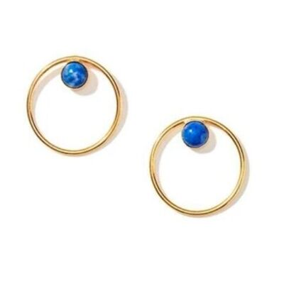 Boucles d'oreilles clous en cercle de lapis-lazuli