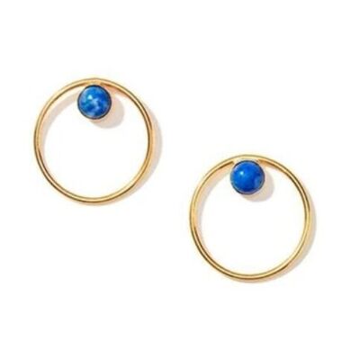 Boucles d'oreilles clous en cercle de lapis-lazuli