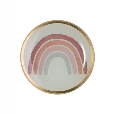 Love Plates, Glasteller S, Regenbogen, rund, grau