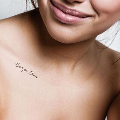 Carpe diem temporary tattoo which means enjoy the day (set of 4)