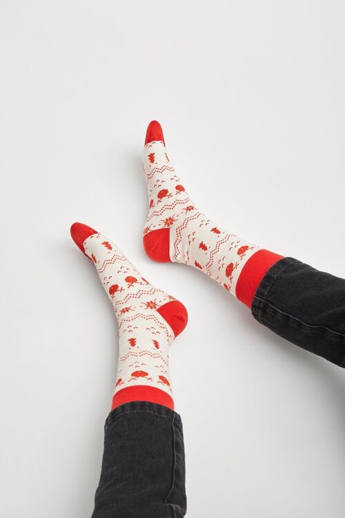 Bio-Socken Gemütliche Weihnacht in Weiß - Gemusterte Socken Cozy XMas