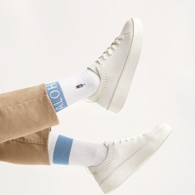 Organic Socks Aloha - White tennis socks with embroidery