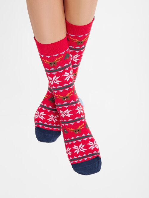Bio-Socken mit buntem Weihnachtsmuster - Weihnachtlich Gemusterte Socken, Xmas Sweater
