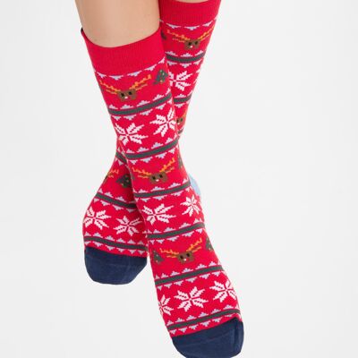 Chaussettes bio à motif de Noël coloré - Chaussettes à motifs de Noël, Pull de Noël