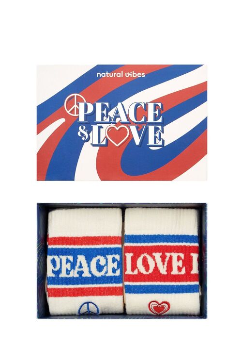 Bio-Socken Geschenkset - 2er Set Tennissocken Peace & Love