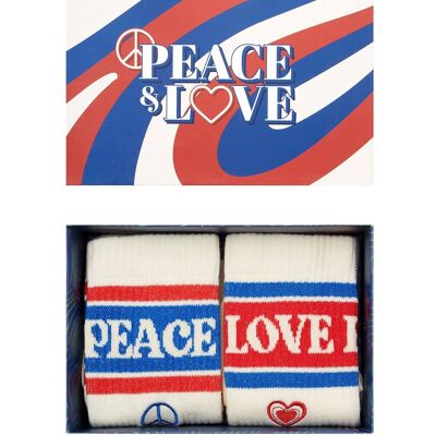 Coffret cadeau chaussettes bio - lot de 2 chaussettes de tennis Peace & Love