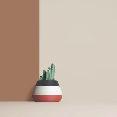 Gran macetero impreso en 3D en fibras de madera recicladas para cactus, idea de decoración hogar/oficina, diseño escandinavo, regalo para el hogar