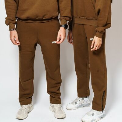 NOBRAND MMXX CHOCOLATE TROUSERS WITH UNISEX ZIP