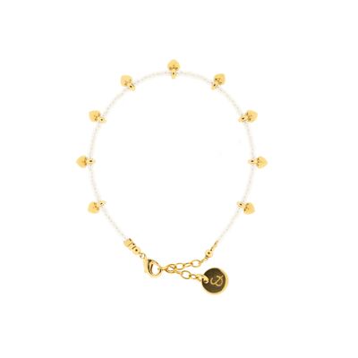 bracelets - coeurs / perles de couleur perle