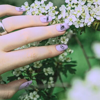 bee, butterfly, dragonfly and ladybug nail stickers