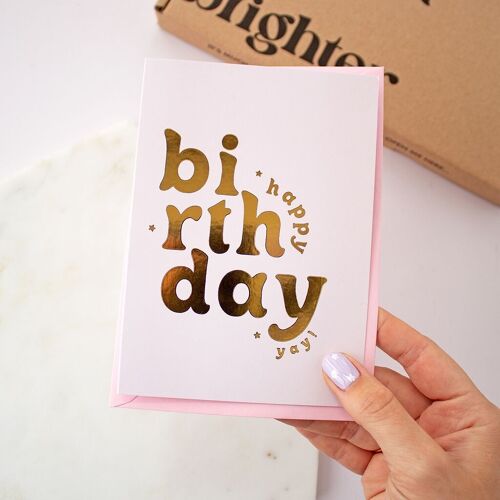 Foil Pink Happy Birthday A6 Card