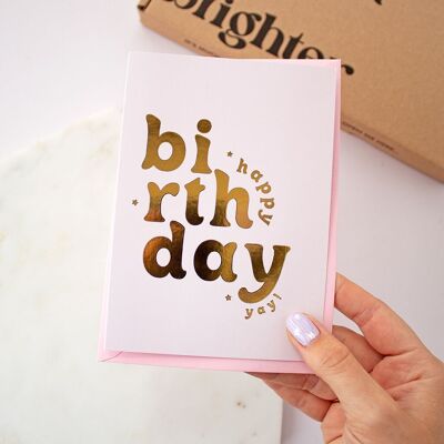 Foil Pink Happy Birthday A6 Card